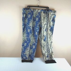 Gary Graham 422 unisex patched carpet pants 3X. Blue Brown cream floral Bohemian